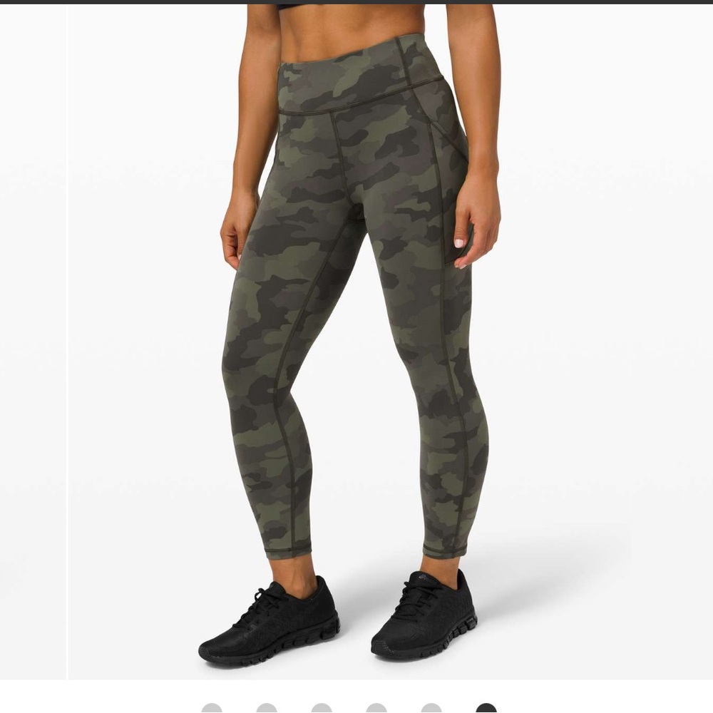 lululemon athletica invigorate Green Camo Leggings high rise 23 inseam